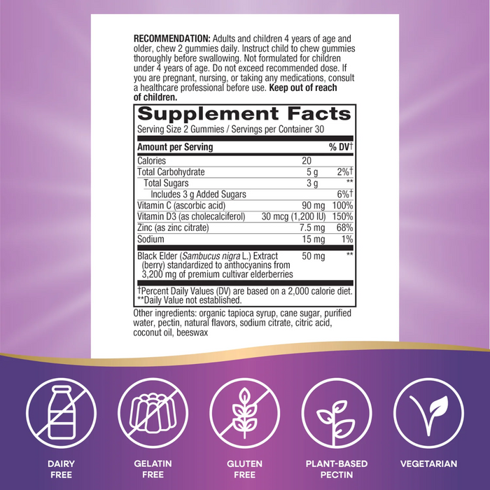 Nature's Way Sambucus Gummies - 60 Gummies - Health As It Ought to Be