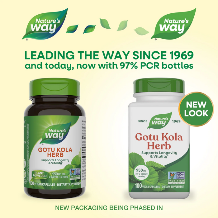 Nature's Way Gotu Kola Herb 475 mg - 100 Vegetarian Capsules - Health As It Ought to Be