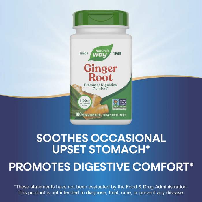 Nature's Way Ginger Root 1,100mg - 100 Capsules - Health As It Ought to Be
