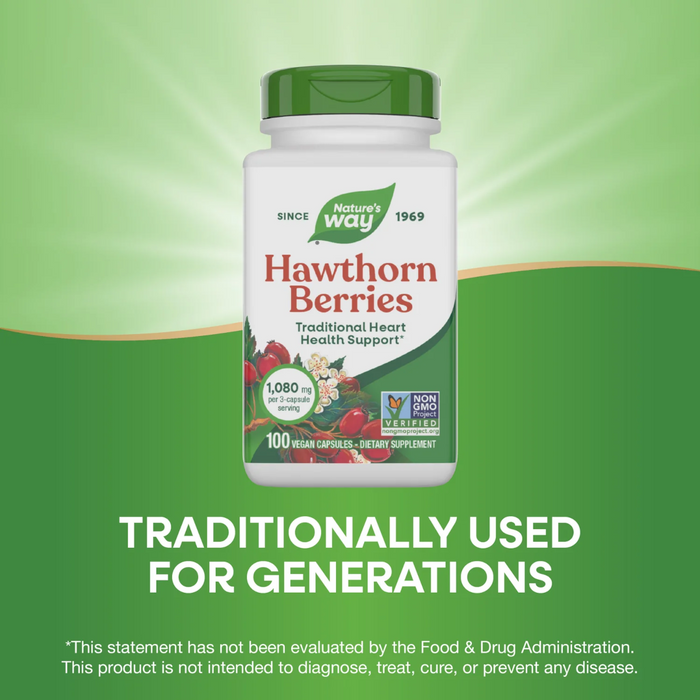 Nature's Way Hawthorn Berries - 100 Capsules - Health As It Ought to Be