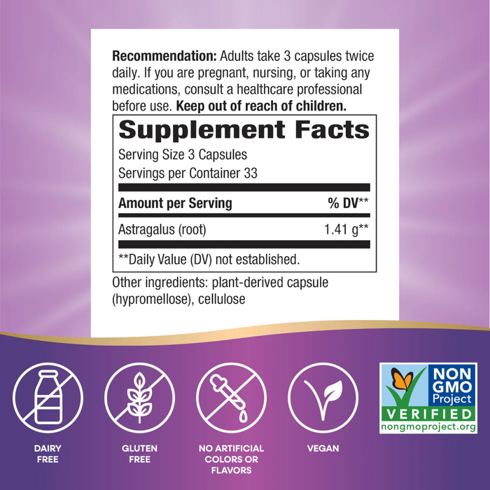 Nature's Way Astragalus 470 mg - 100 Capsules - Health As It Ought to Be