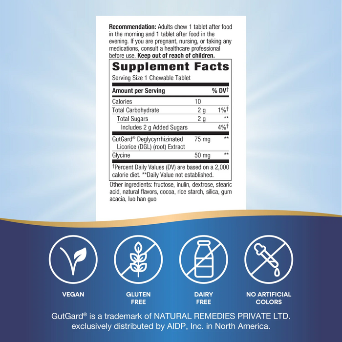 Nature's Way DGL Ultra German Chocolate  Flavored Extra Strength Digestive Relief - 90 Chewable Tablets