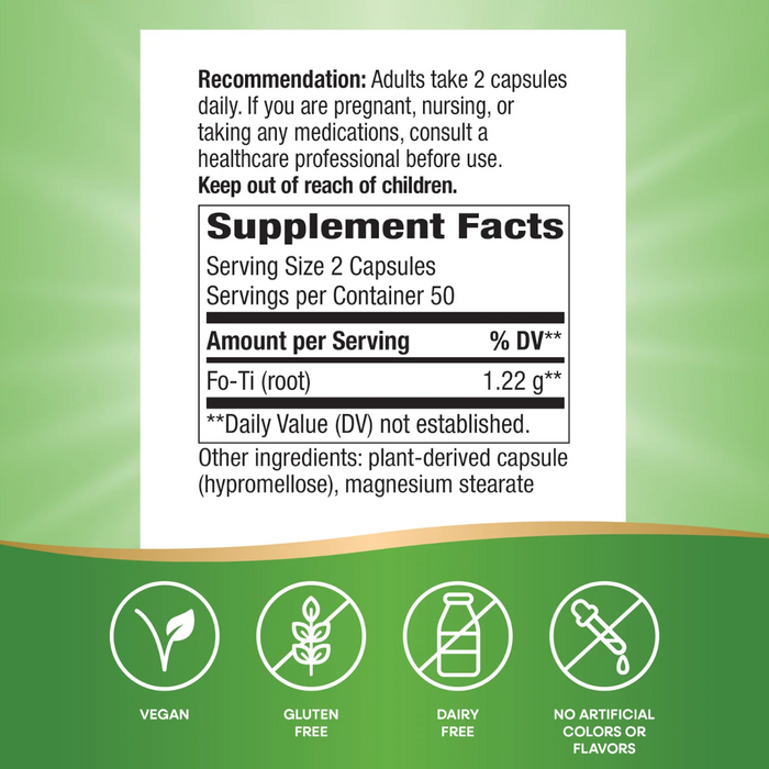 Nature's Way Fo-Ti 1220 mg - 100 Vegetarian Capsules