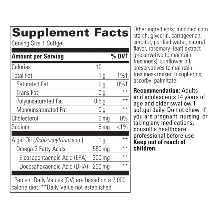 Integrative Therapeutics Pure Omega Algae - 30 Softgels