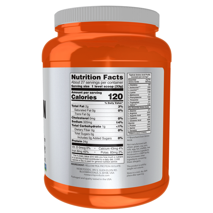 Now Foods Pea Protein Natural Unflavored, Vegan - 2 lbs (907 g) - Health As It Ought to Be