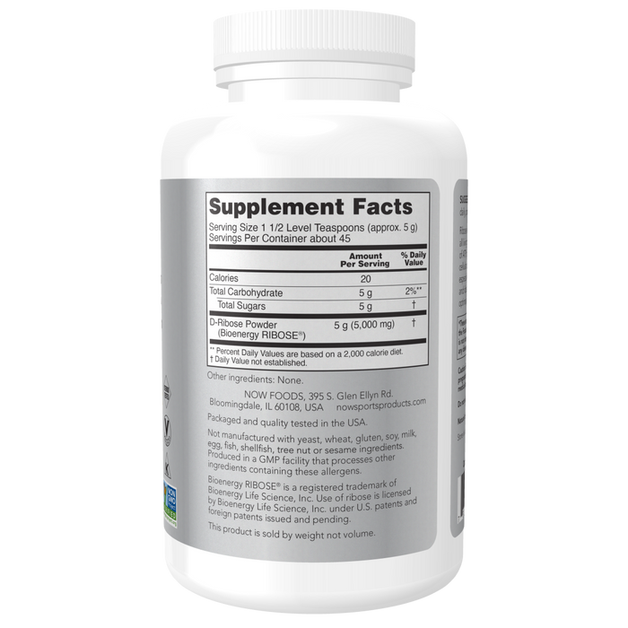 Now Foods D-Ribose Powder - 8 oz. jar - Health As It Ought to Be