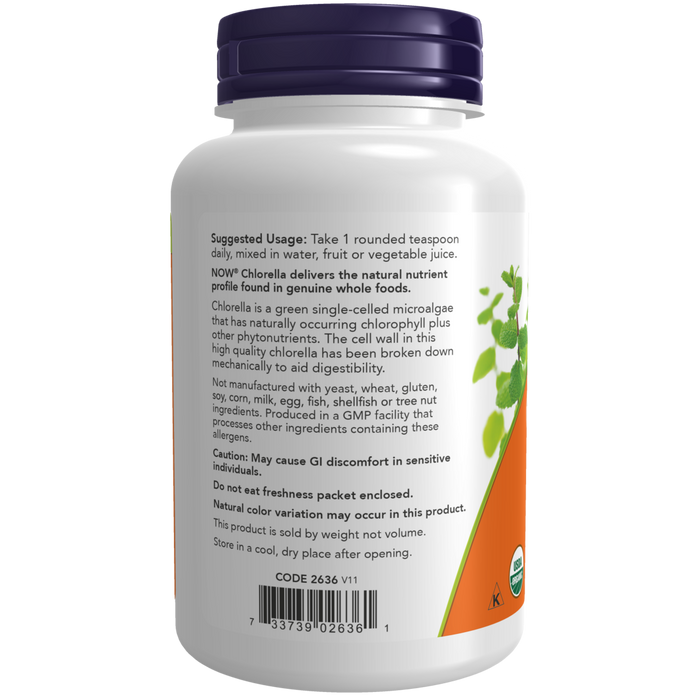 Now Foods Chlorella Certified Organic Pure Powder - 4 oz. - Health As It Ought to Be
