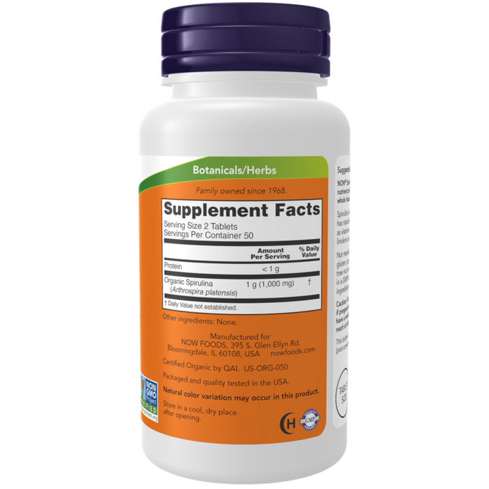 Now Foods Spirulina Organic 500 mg - 100 Tablets