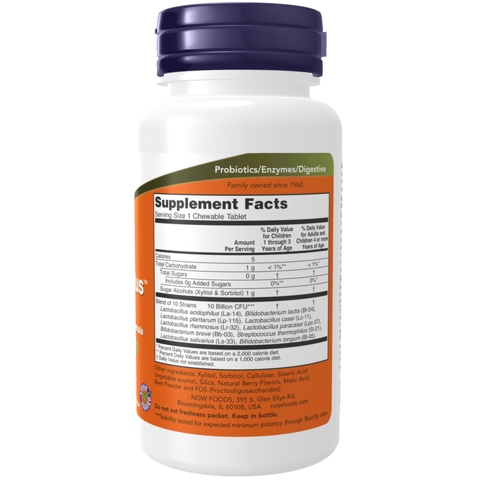 Now Foods BerryDophilus™ Extra Strength 10 Billion - 50 Chewables - Health As It Ought to Be