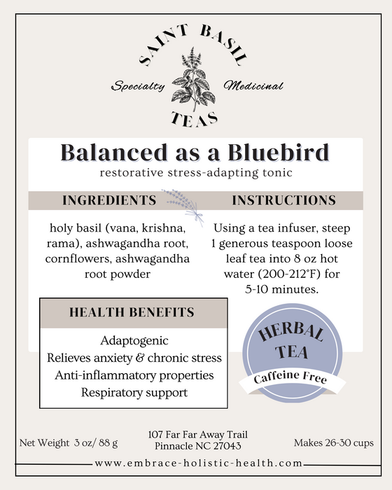 Saint Basil Teas Balanced as a Bluebird Medicinal Herbal Tea Full 3oz PATIENT ONLY - Health As It Ought to Be
