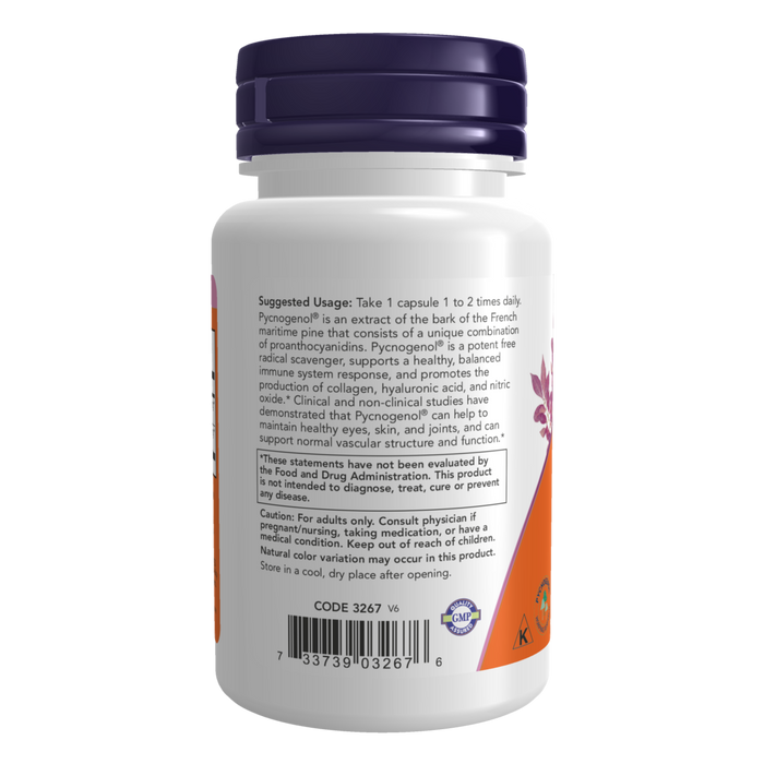 Now Foods Pycnogenol 100 mg - 60 Capsules - Health As It Ought to Be