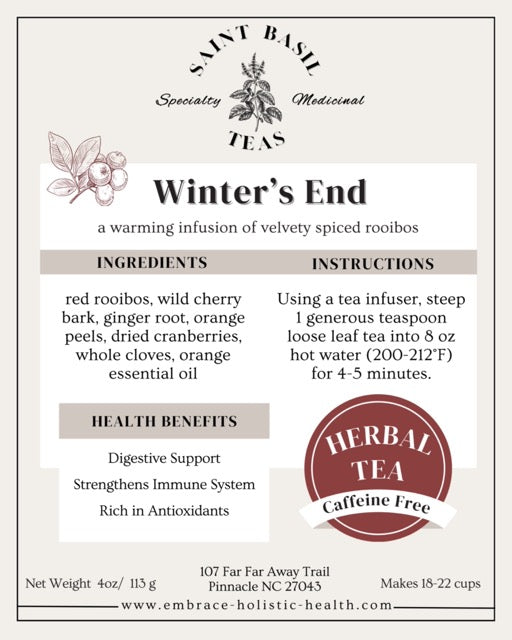 Saint Basil Teas Winter’s End Specialty Herbal Tea Full 4oz PATIENT ONLY - Health As It Ought to Be