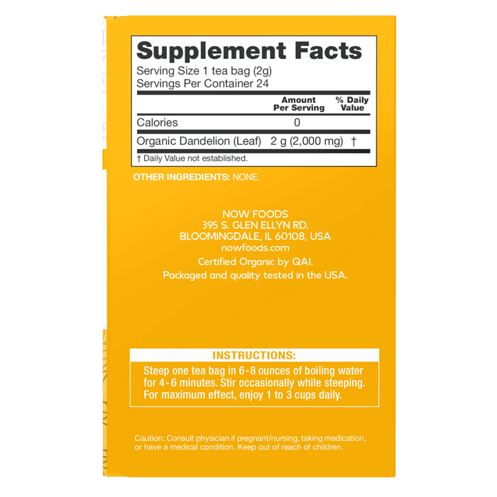 Now Foods Dandelion Cleansing Herbal Tea - 24 Tea Bags