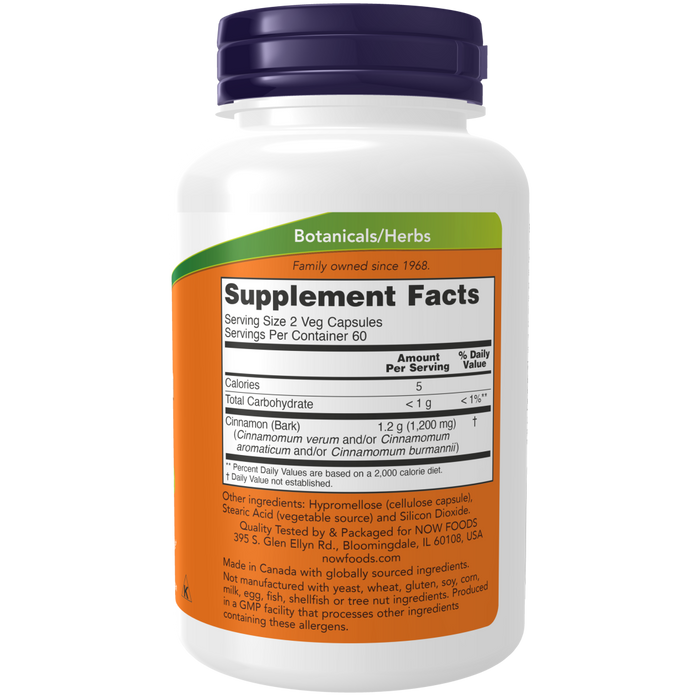 Now Foods Cinnamon Bark 600 mg - 120 Capsules - Health As It Ought to Be