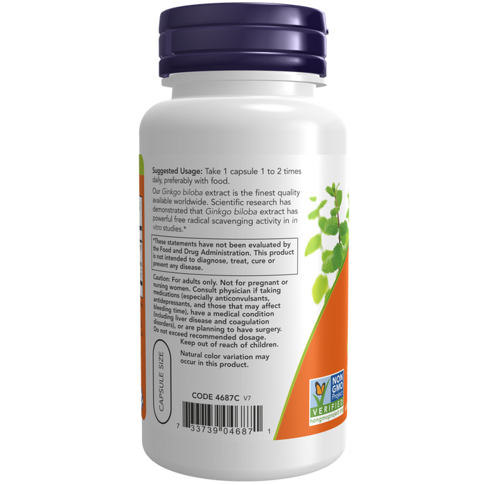 Now Foods Gingko Biloba 60 mg - 120 Capsules - Health As It Ought to Be