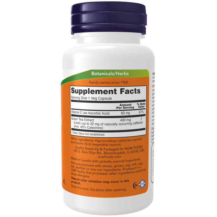 Now Foods Green Tea Extract 400 mg - 100 Veg Capsules - Health As It Ought to Be