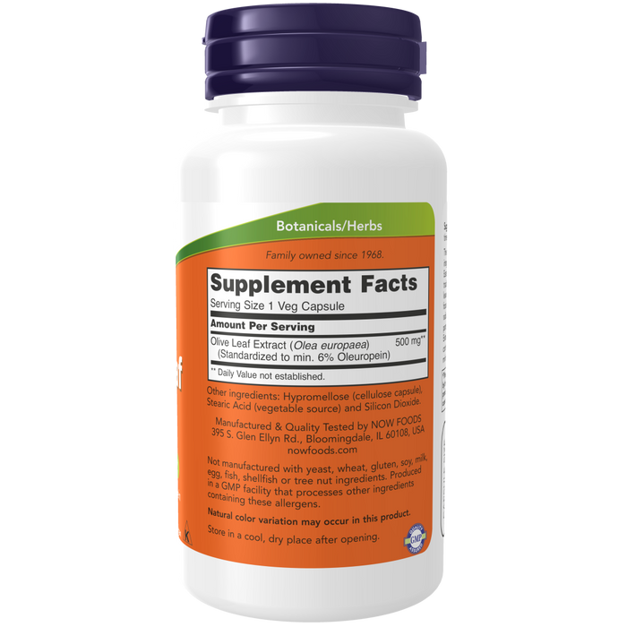 Now Foods Olive Leaf Extract 500 mg - 60 Veg Capsules - Health As It Ought to Be