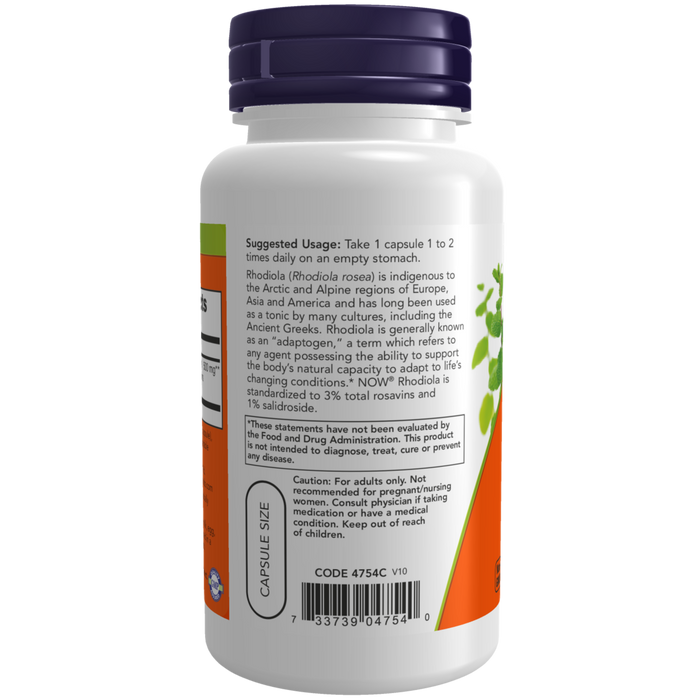 Now Foods Rhodiola 500 mg - 60 Veg Capsules - Health As It Ought to Be