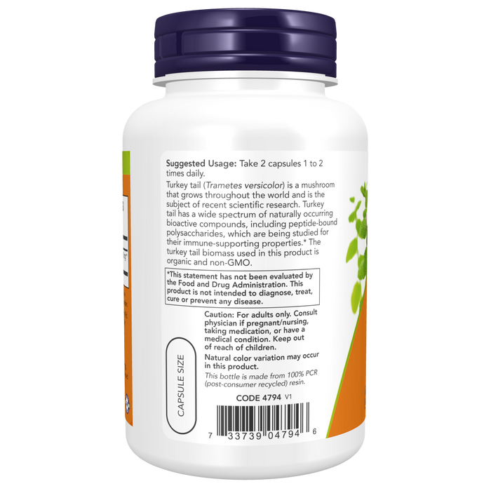 Now Foods Turkey Tail 500 mg Super Mushroom - 90 Veg Capsules - Health As It Ought to Be