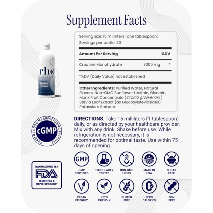 Rho Nutrition Liposomal Creatine Monohydrate - 30 servings Creamy Vanilla