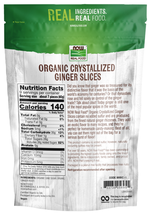Now Foods Ginger Slices, Crystallized & Organic 12 oz. PATIENT ONLY - Health As It Ought to Be