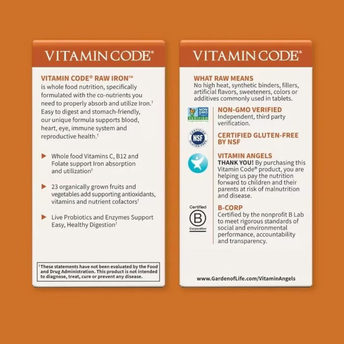 Garden of Life Vitamin Code® RAW Iron - 30 Vegan Capsules - Health As It Ought to Be