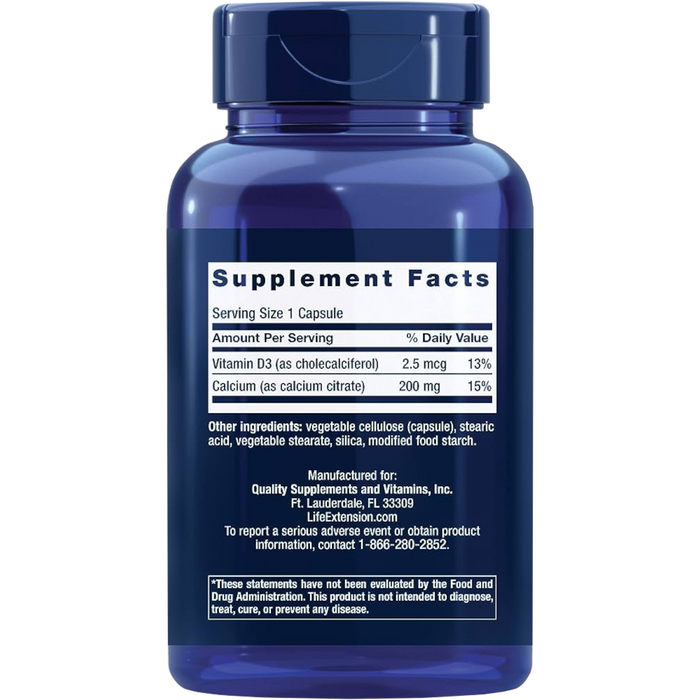 Life Extension Calcium Citrate with Vitamin D - 200 Capsules - Health As It Ought to Be