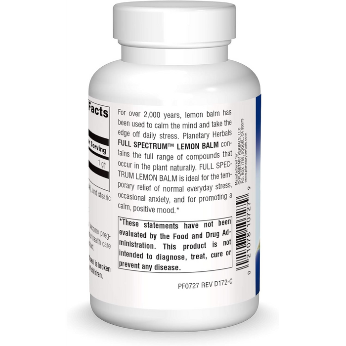 Planetary Herbals Lemon Balm Full Spectrum 500 mg - 120 Capsules - Health As It Ought to Be