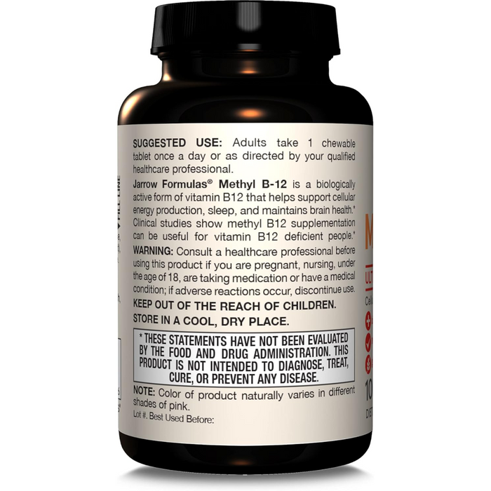 Jarrow Formulas Vegan Methyl B-12 2500mcg - 100 Chewable Tablets - Health As It Ought to Be