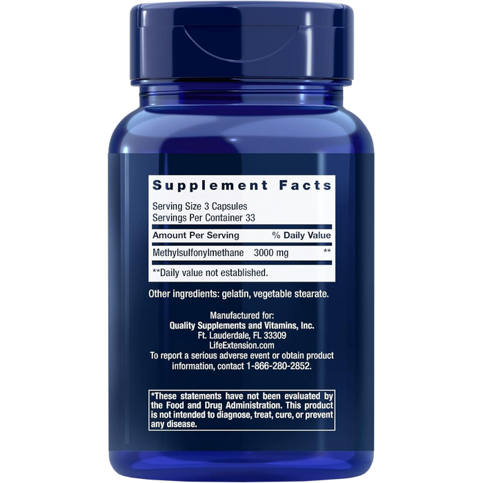 Life Extension MSM 1000 mg - 100 Capsules - Health As It Ought to Be