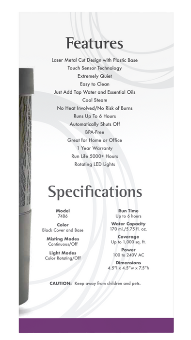 Now Foods Black Metal Touch Diffuser PATIENT ONLY - Health As It Ought to Be