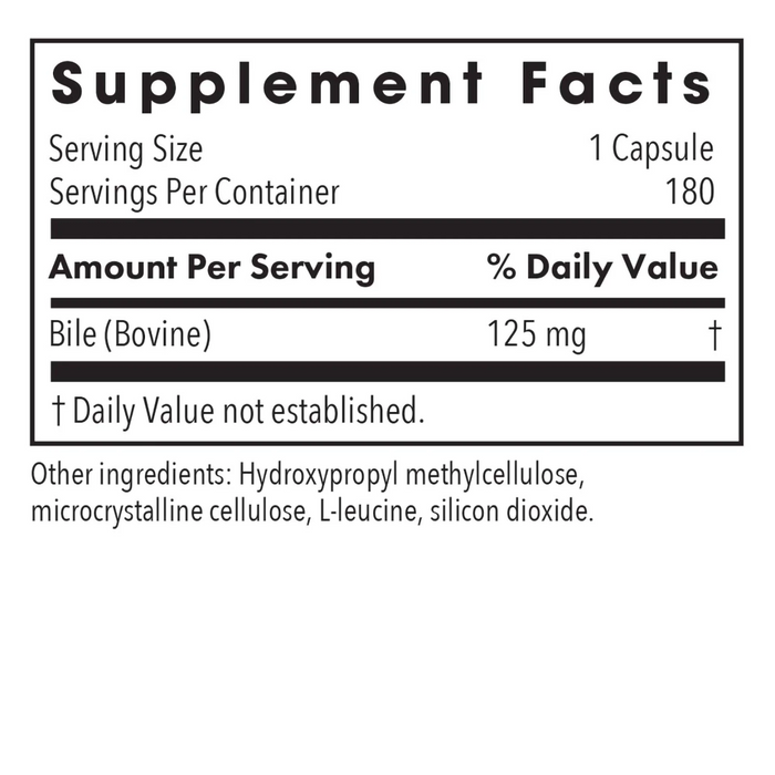 Allergy Research Group Ox Bile 125 mg - 180 Vegicaps