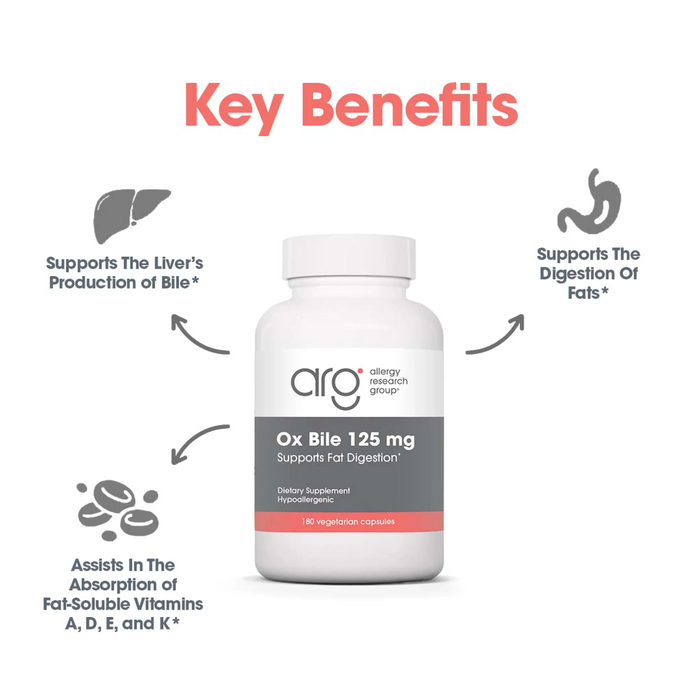 Allergy Research Group Ox Bile 125 mg - 180 Vegicaps