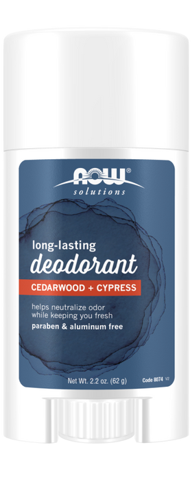 Now Foods Long-Lasting Deodorant Stick, Cedarwood + Cypress - 2.2 oz. PATIENT ONLY TEMPORARY POS ONLY - Health As It Ought to Be
