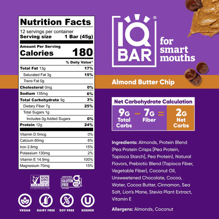 IQBar Almond Butter Chip PATIENT ONLY - Health As It Ought to Be
