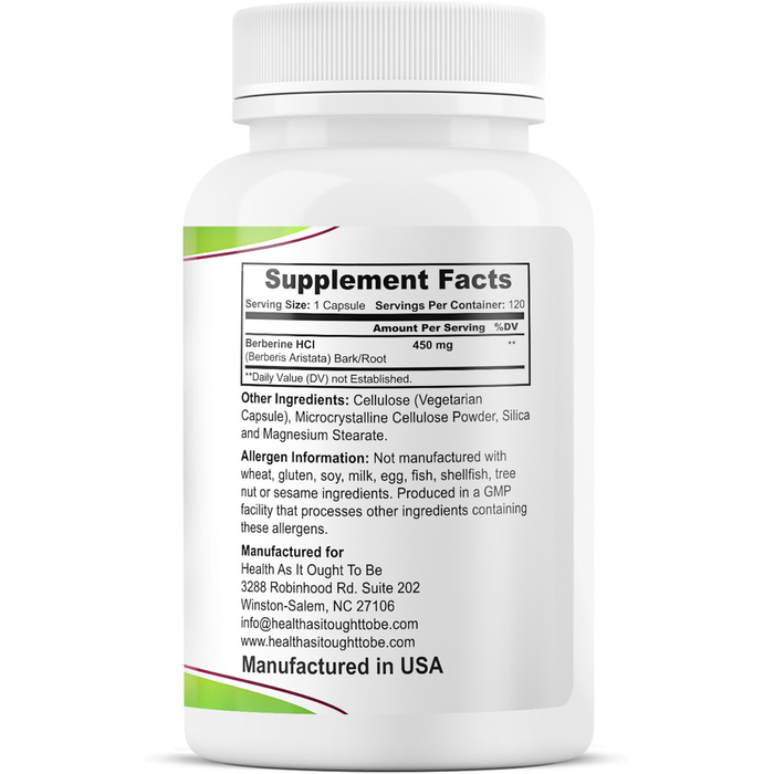HAIOTB Berberine 450 mg - 120 Capsules - Health As It Ought to Be