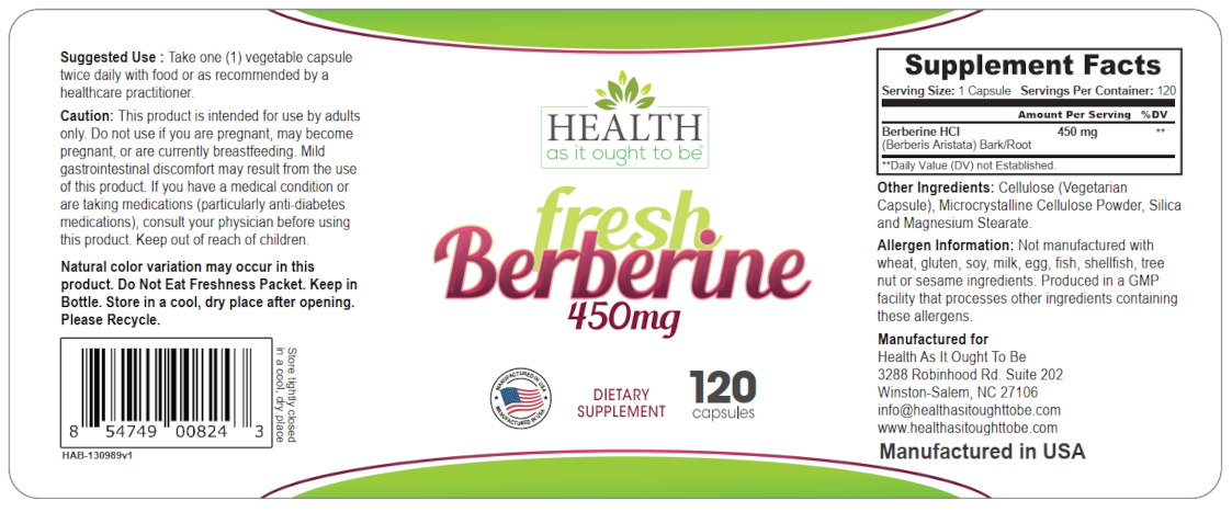HAIOTB Berberine 450 mg - 120 Capsules - Health As It Ought to Be