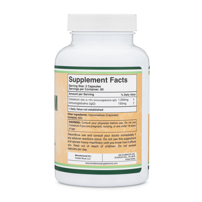 Double Wood Supplements Colostrum - 120 Capsules - Health As It Ought to Be