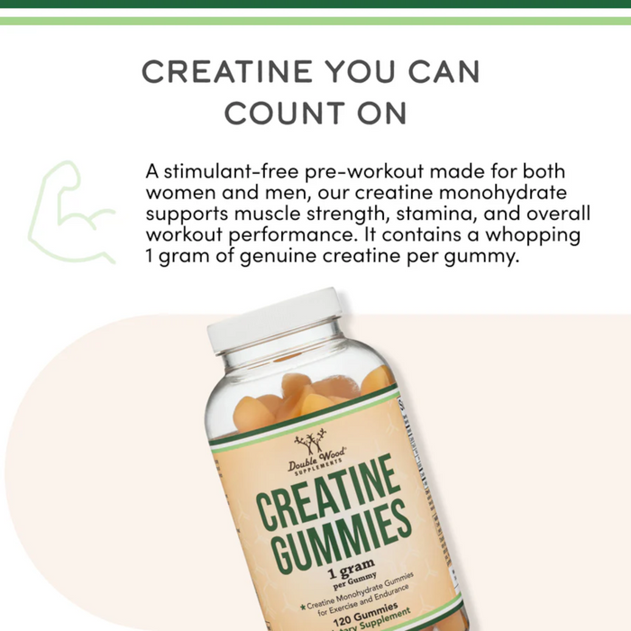 Double Woods Supplements Creatine Gummies - 120 Gummies - Health As It Ought to Be