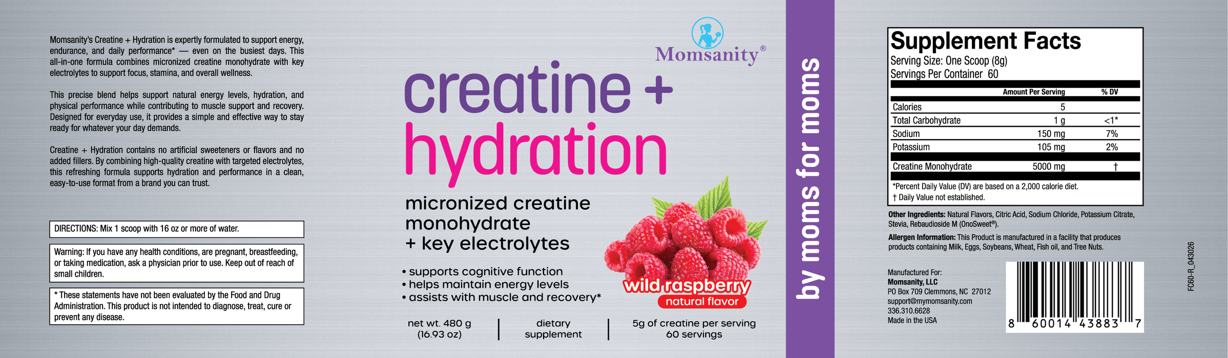 Momsanity CREATINE + HYDRATION - 60 Servings
