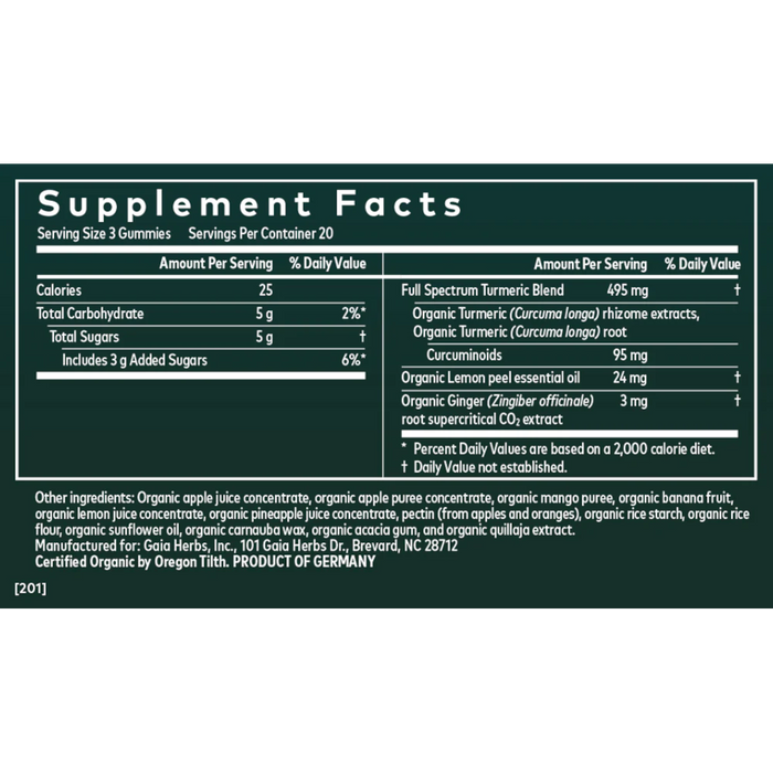 Gaia Herbs Turmeric Supreme Gummies (Lemon Ginger) - 60 Count