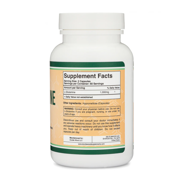 Double Wood Supplements L-Glutamine 1000 mg - 120 Capsules - Health As It Ought to Be