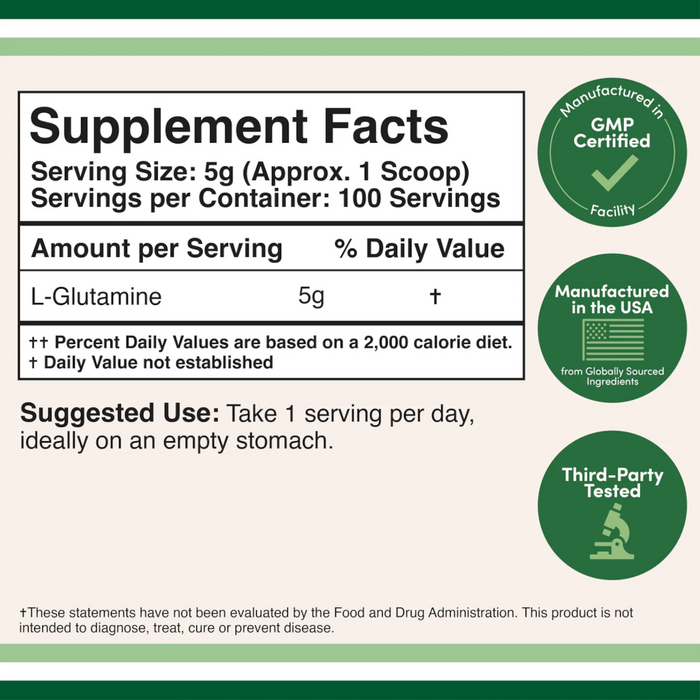 Double Wood Supplements L-Glutamine 500 mg Powder - Health As It Ought to Be