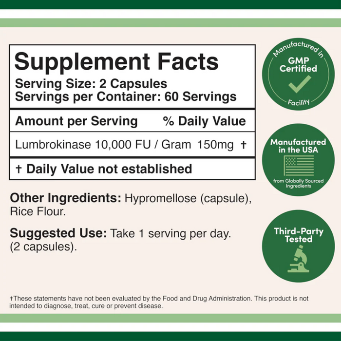 Double Wood Supplements Lumbrokinase - 120 Capsules - Health As It Ought to Be