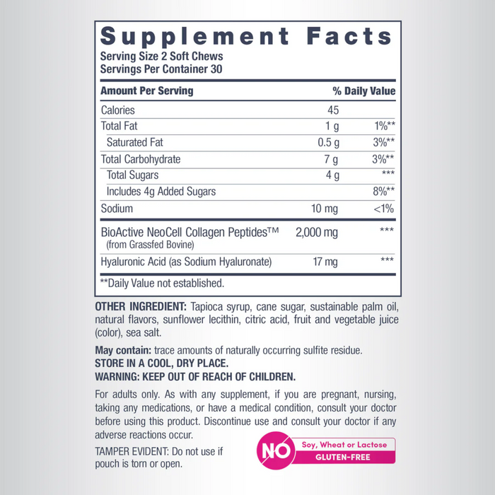 Neocell Collagen Beauty Bursts Soft Chews, Fruit Punch - 30 Servings Hydrolyzed Types 1 & 3