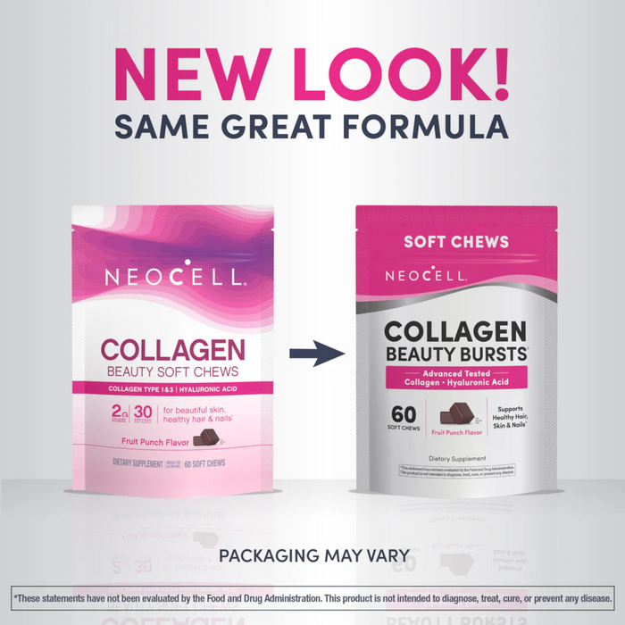 Neocell Collagen Beauty Bursts Soft Chews, Fruit Punch - 30 Servings Hydrolyzed Types 1 & 3