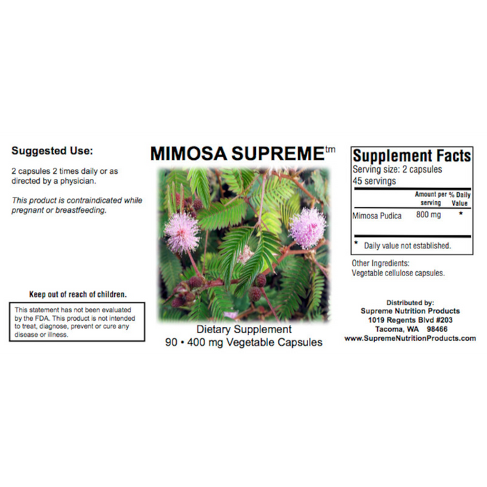 Supreme Nutrition Mimosa Supreme 505 mg - 90 Capsules - Health As It Ought to Be