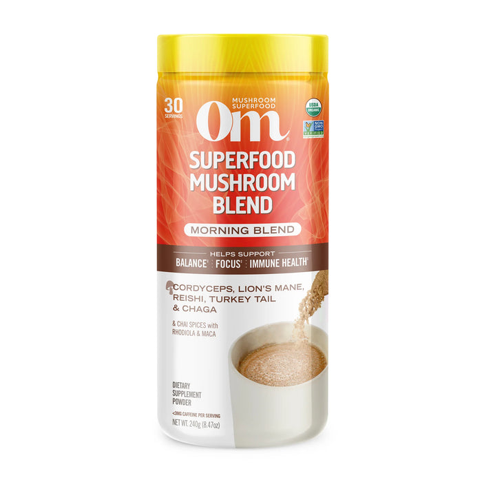 Om Mushrooms Morning Energy Blend 240g - 8.47 oz 30 servings PATIENT ONLY - Health As It Ought to Be