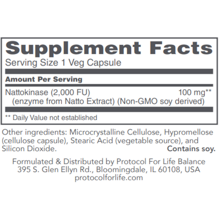 Protocol For Life Balance Nattokinase - 60 Veg Capsules - Health As It Ought to Be