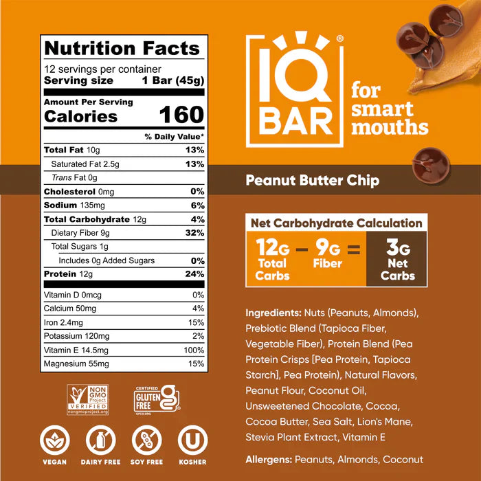 IQBar Peanut Butter Chip PATIENT ONLY - Health As It Ought to Be